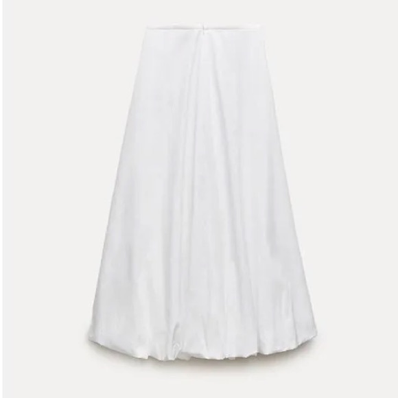 ZARA Collection White Balloon Hem Midi Skirt Size XS NWT! - Picture 5 of 12